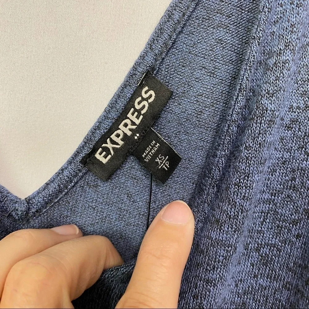 NWT-Express Blue Marl V neck Ruffle short Romper XS - Picture 6 of 7